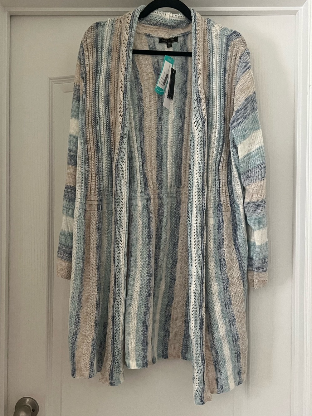 Lety & Me Long Textured Cardigan - 2X